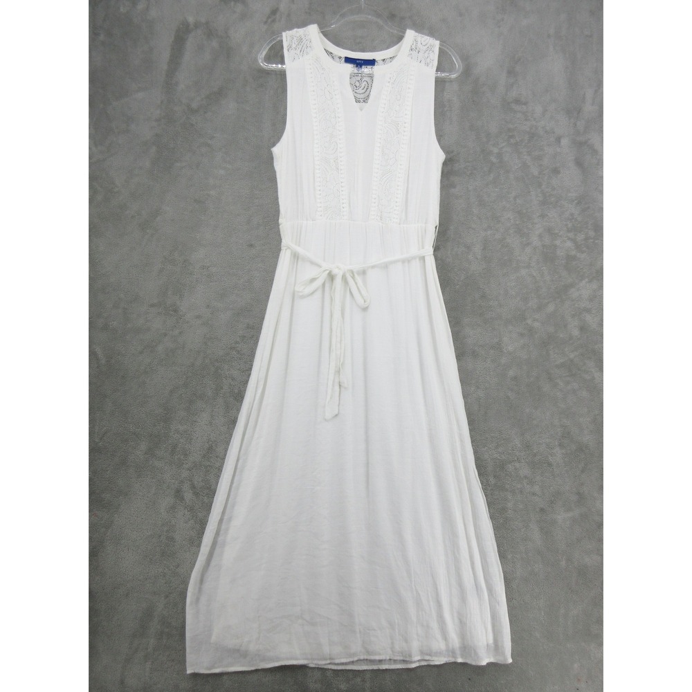 Apt 9 Dress Womens Size L Petite Lace Crochet Trim Maxi Belted Boho Romantic